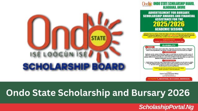Ondo State Scholarship and Bursary 2026 (1) Ondo State Scholarship